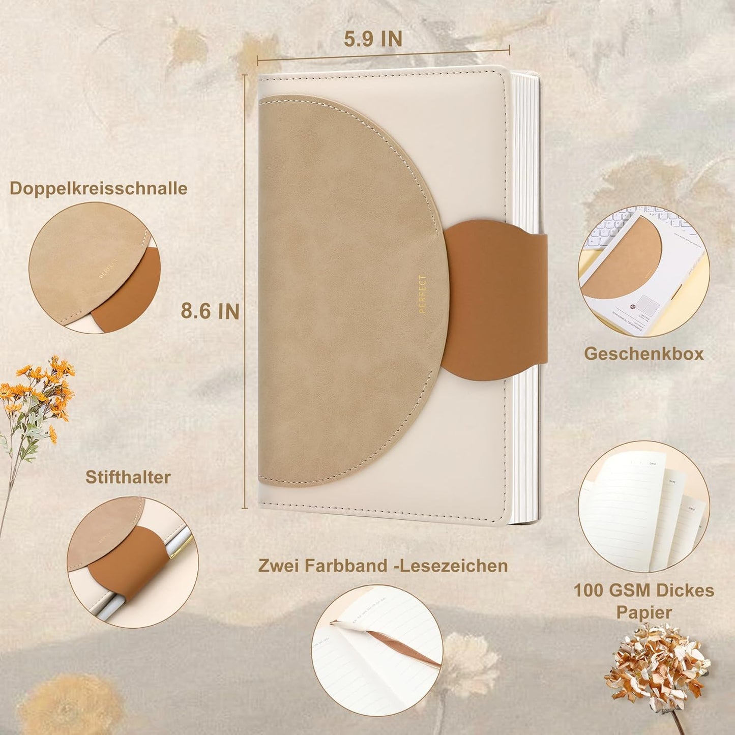 CAGIE Leder-Notizbuch A5 – Stilvolles Hardcover-Journal mit Schnallenverschluss