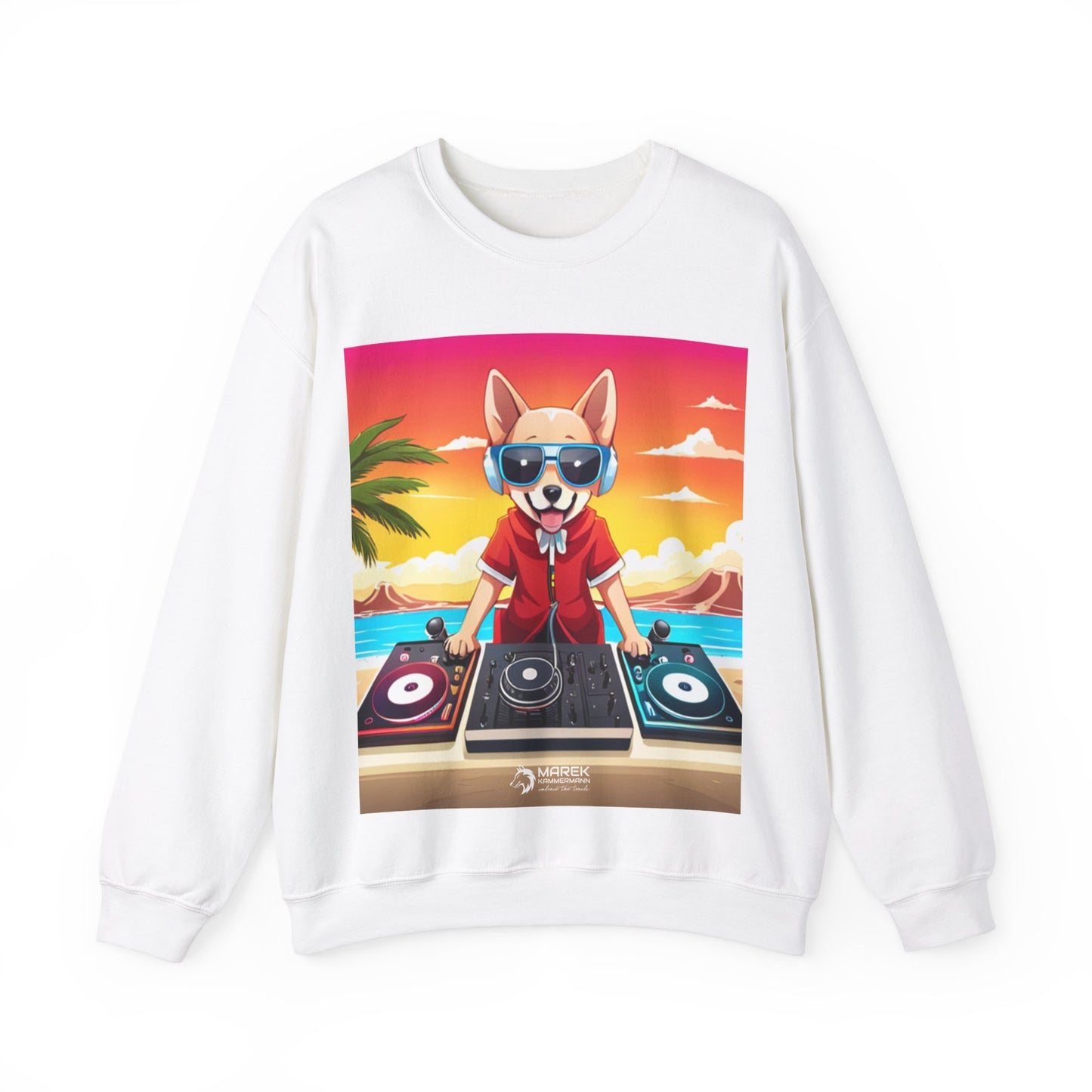 Crewneck Sweatshirt - Hund DJ am Strand