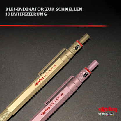 rOtring 600 hochwertiger Druckbleistift 0,5 mm – Gold (HB)