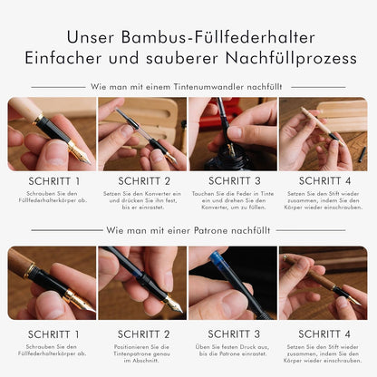 Wordsworth & Black - hochwertiger Füllfederhalter Set aus Bambusholz