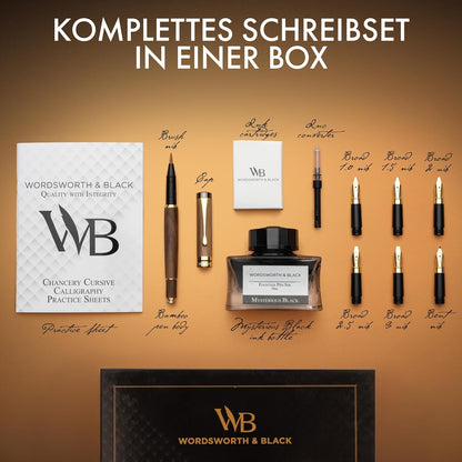 Wordsworth & Black Kalligraphie-Stiftset – Schreibset aus Bambusholz