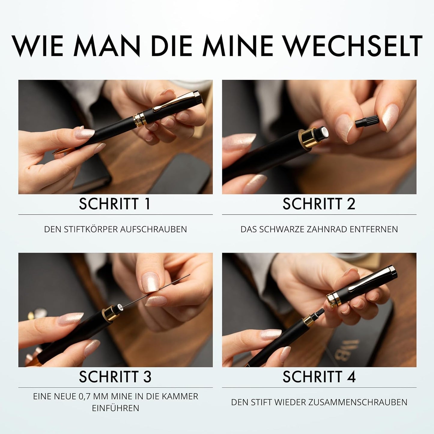 Wordsworth & Black Bambus-Druckbleistift-Set 0,7 mm – Präzision trifft auf Eleganz