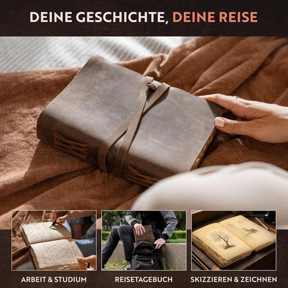 moonster Leder Notizbuch A5 aus Büffelleder - handgefertigt