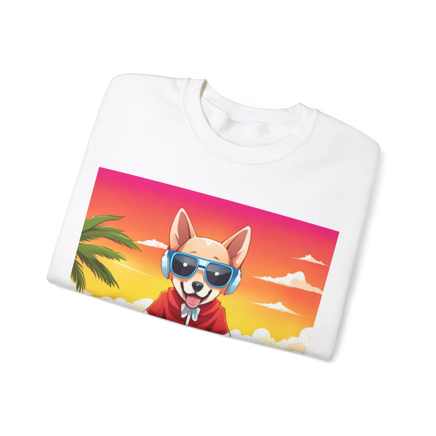 Crewneck Sweatshirt - Hund DJ am Strand